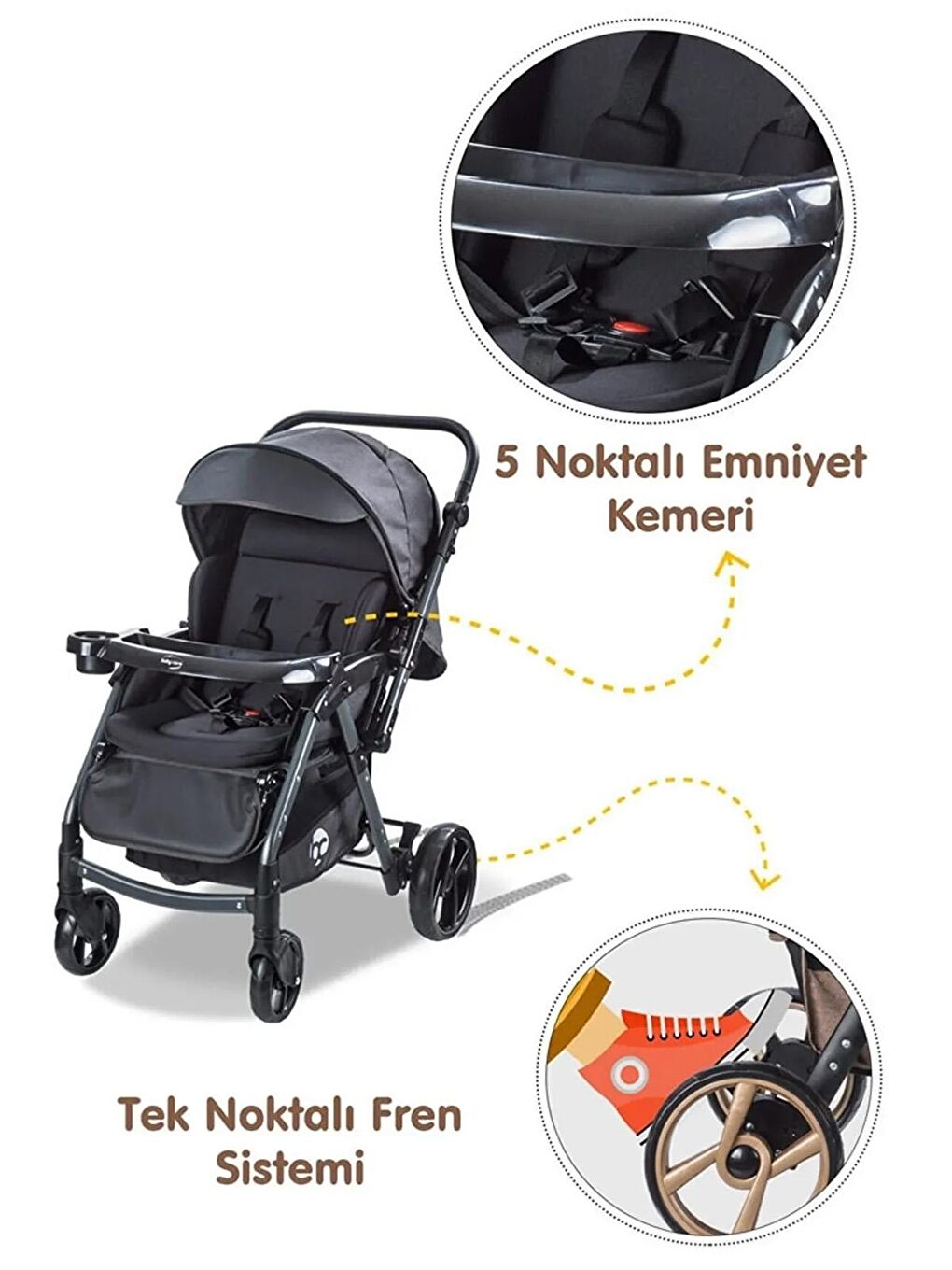 Babycare Siyah Combo Maxi Pro Çift Yönlü Bebek Arabası Siyah - 3