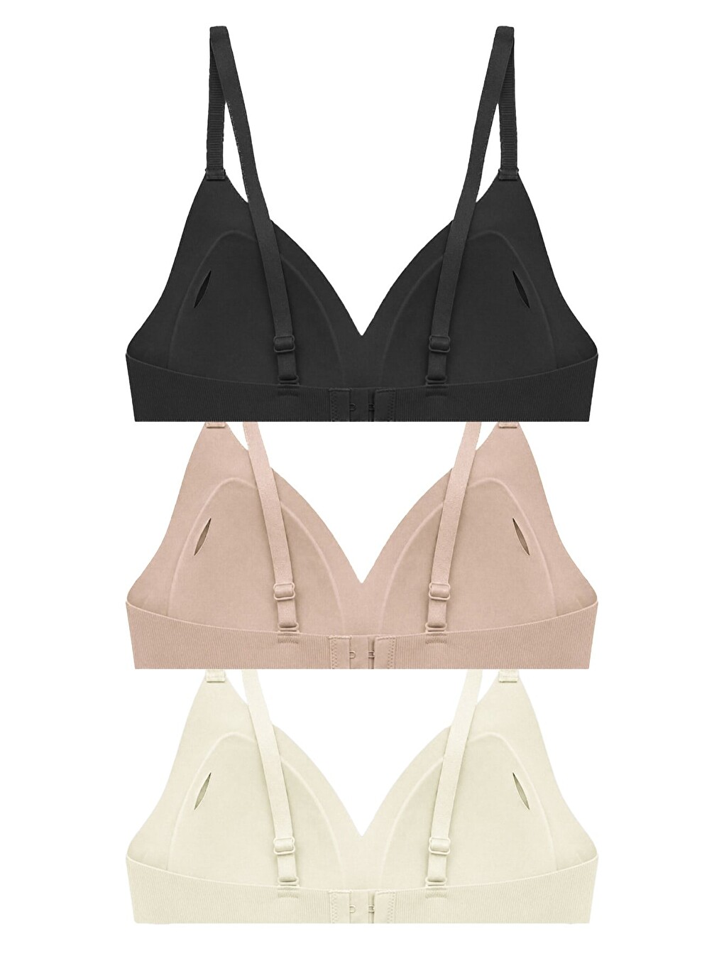 Karışık Seamless Bra - Velour | Lazer Kesim Balensiz Üçgen Form Dikişsiz Kadın Sütyen 3'lü Paket-2-1