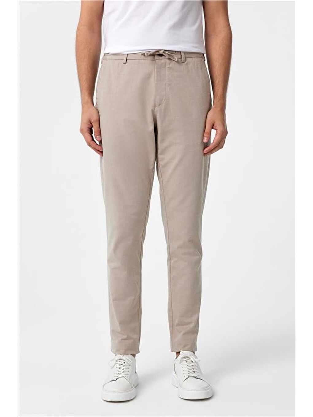 Bej Slim Armürlü Jogger Pantolon-1