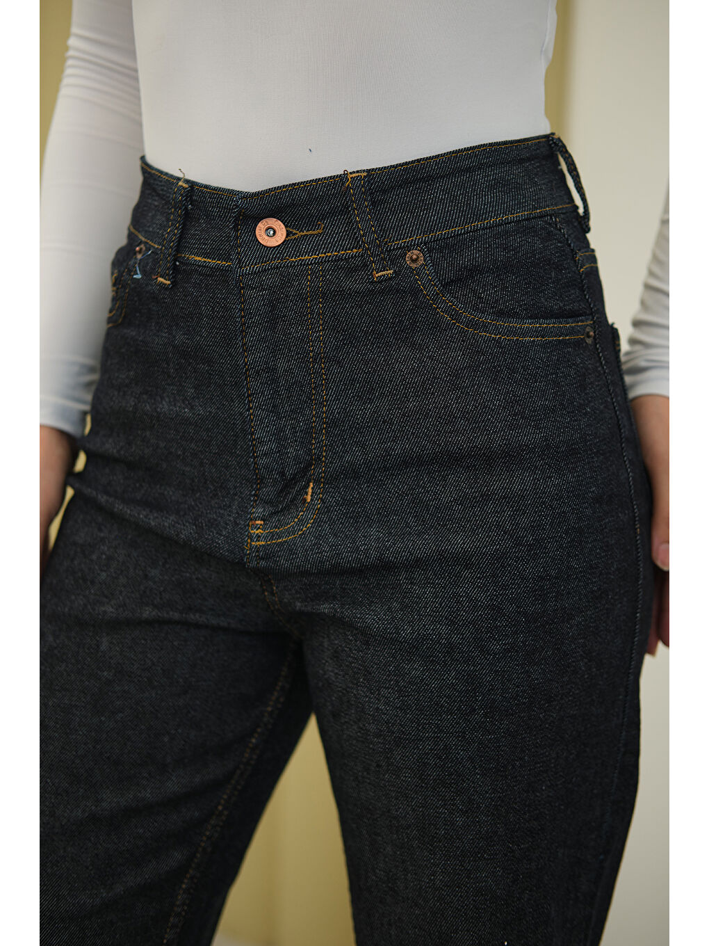 Kadın Yıkama Desen Pantolon Lacivert-2