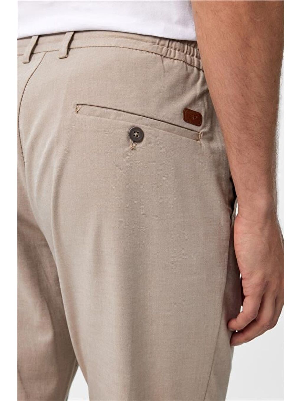 Bej Slim Armürlü Jogger Pantolon-3