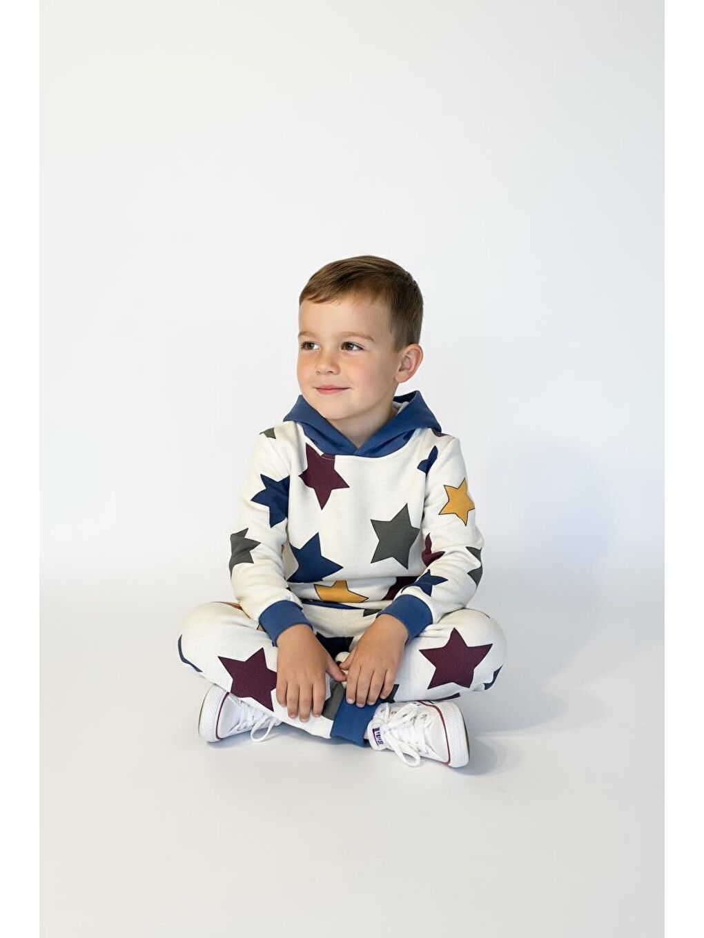 İndigo Yıldız Baskılı Kapüşonlu 2 Li Takım-4