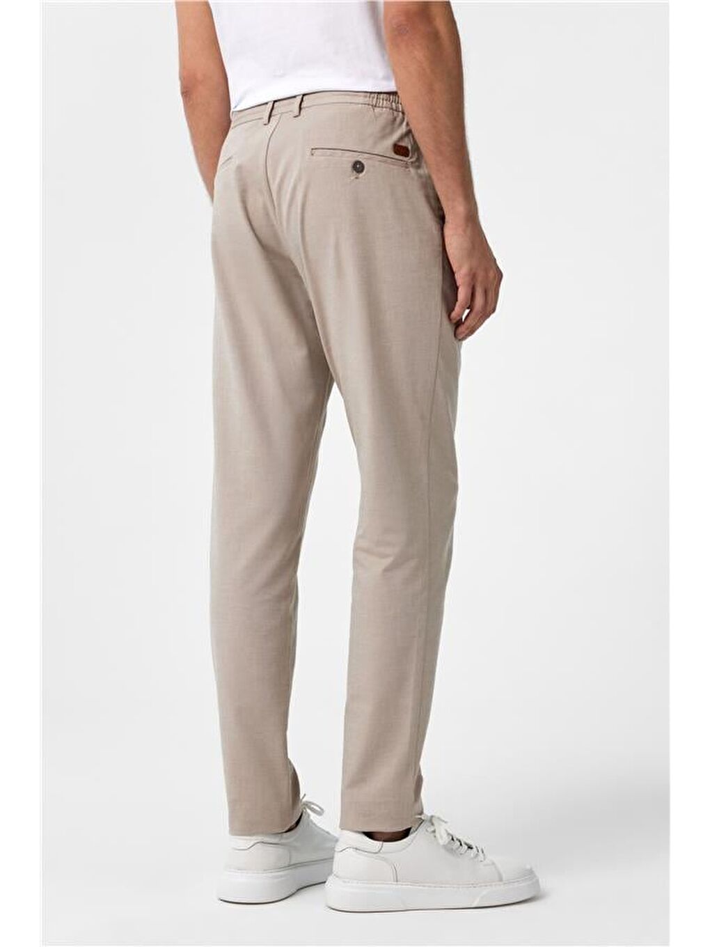 Bej Slim Armürlü Jogger Pantolon-4