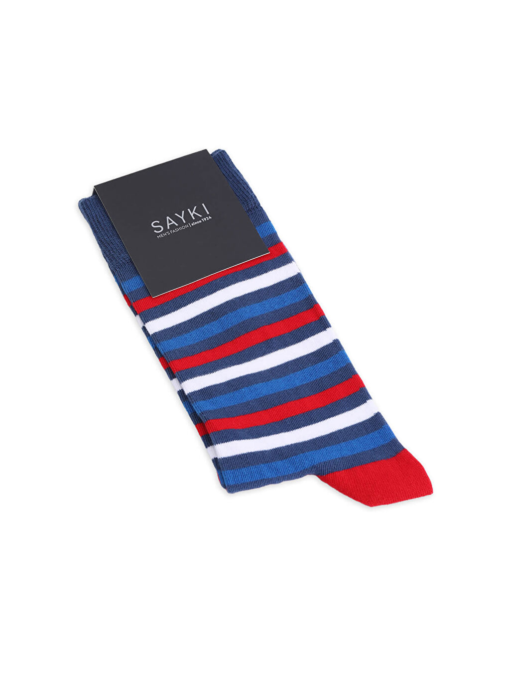 Kırmızı Pamuklu Çizgili Soket Çorap