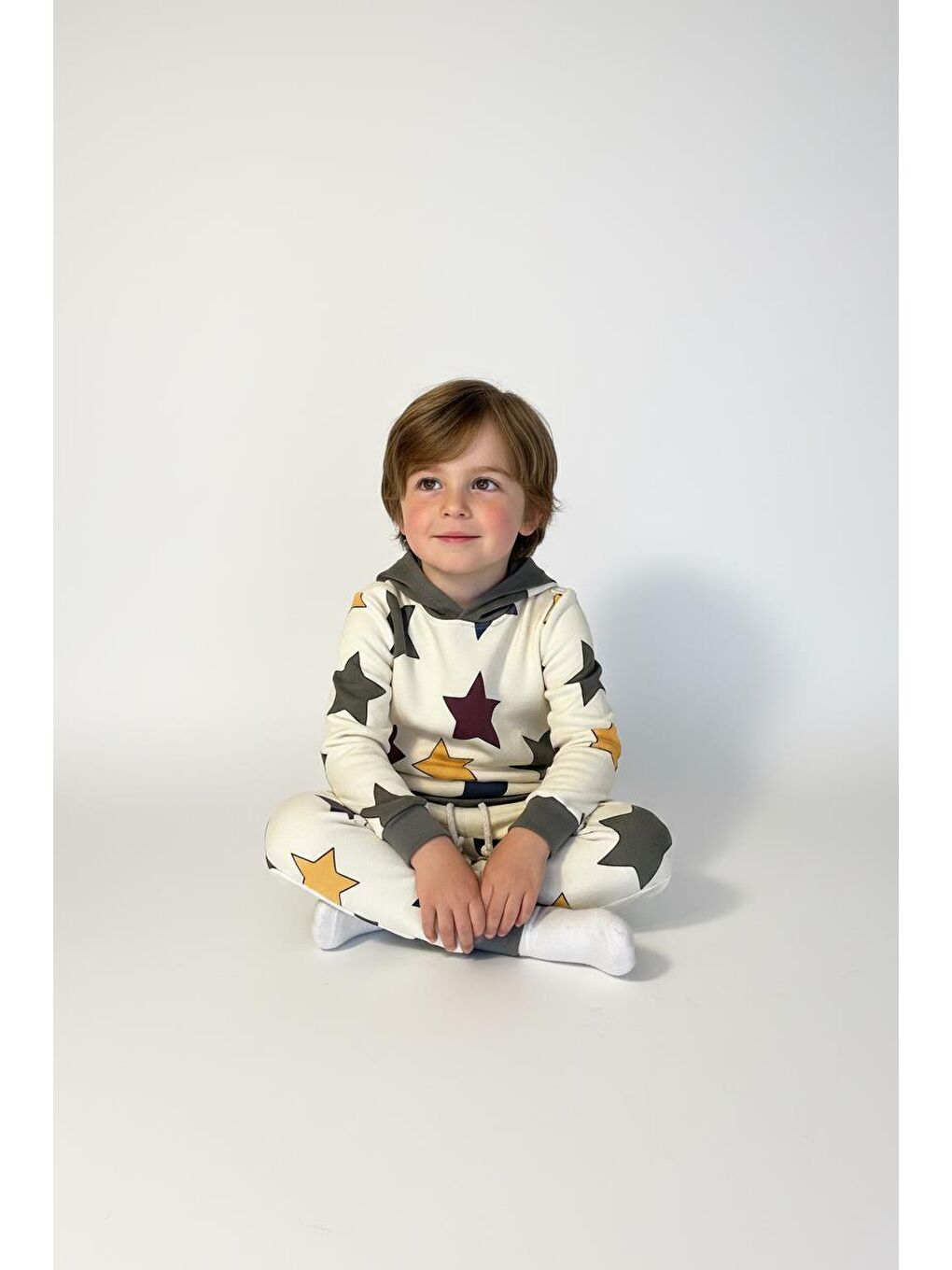 Haki Yıldız Baskılı Kapüşonlu 2 Li Takım-3