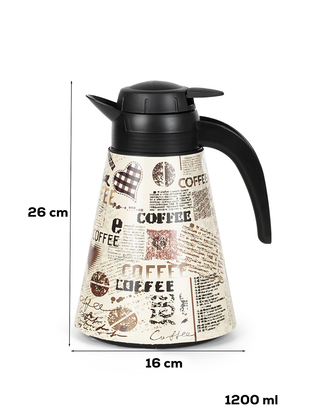 Karışık 161704-008 Desenli 1,2L Konik Termos Sıcak ve Soğuk İçecek Saklama Termosu-2