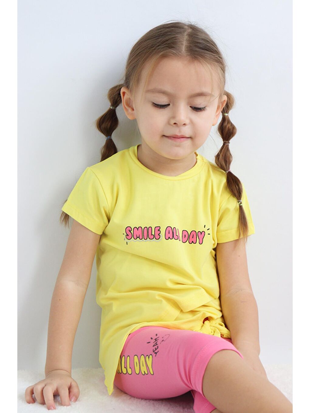 Harika KIDS Sarı Kız Çocuk Kaprili Kısa Kollu Yazlık Basic Takım 2-5 yaş - 6