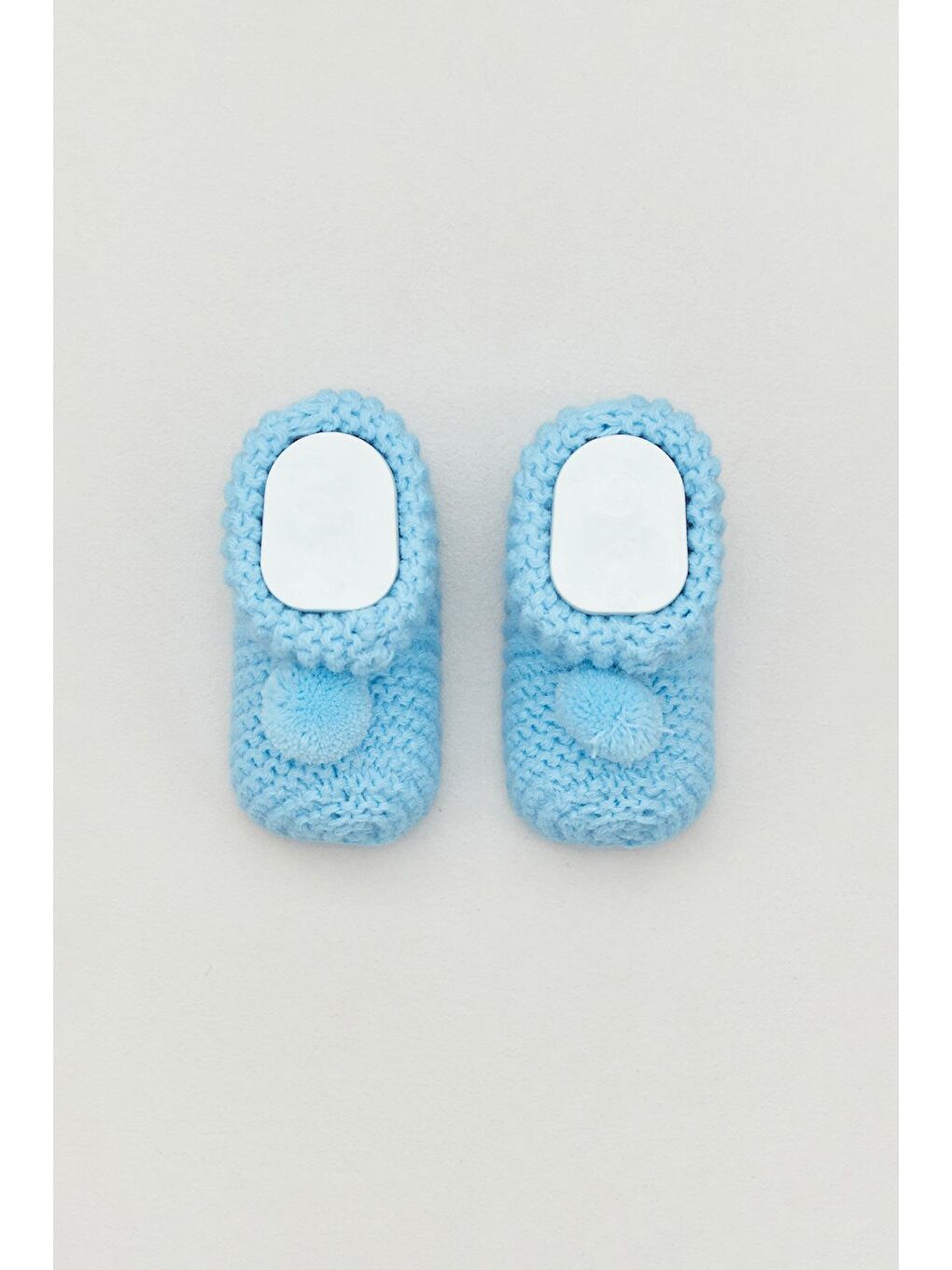 Mavi Ponponlu Örgü Unisex Bebek Patik
