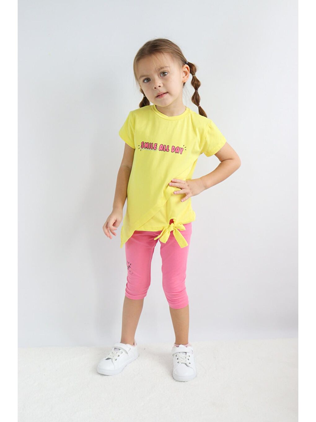 Harika KIDS Sarı Kız Çocuk Kaprili Kısa Kollu Yazlık Basic Takım 2-5 yaş - 7