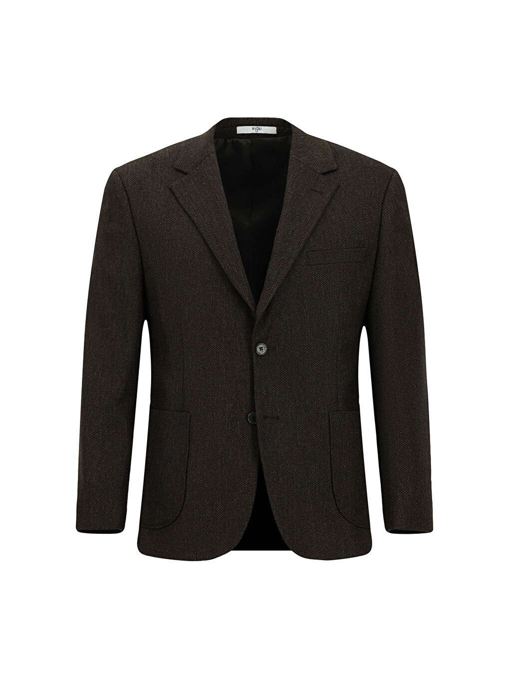 Kahverengi 4 Drop Relaxed Fit Rahat Kesim Desenli Yünlü Ceket