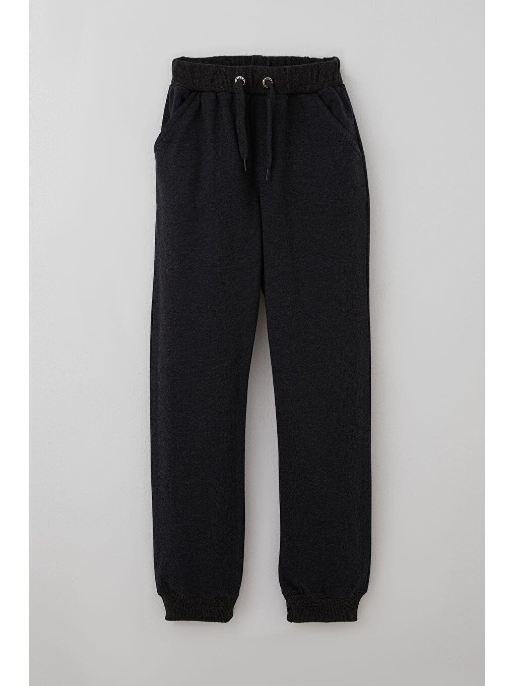 Erkek Çocuk Eşofman Altı Bağcık Aksesuarlı Cepli Koyu Gri Melanj (7-11 Yaş)