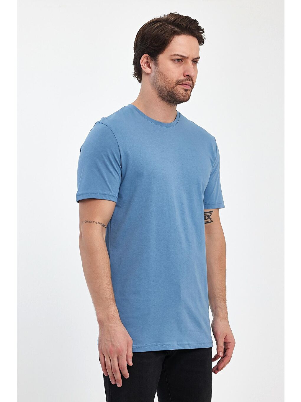 Mavi Süprem Bisiklet Yaka Erkek Tişört-4