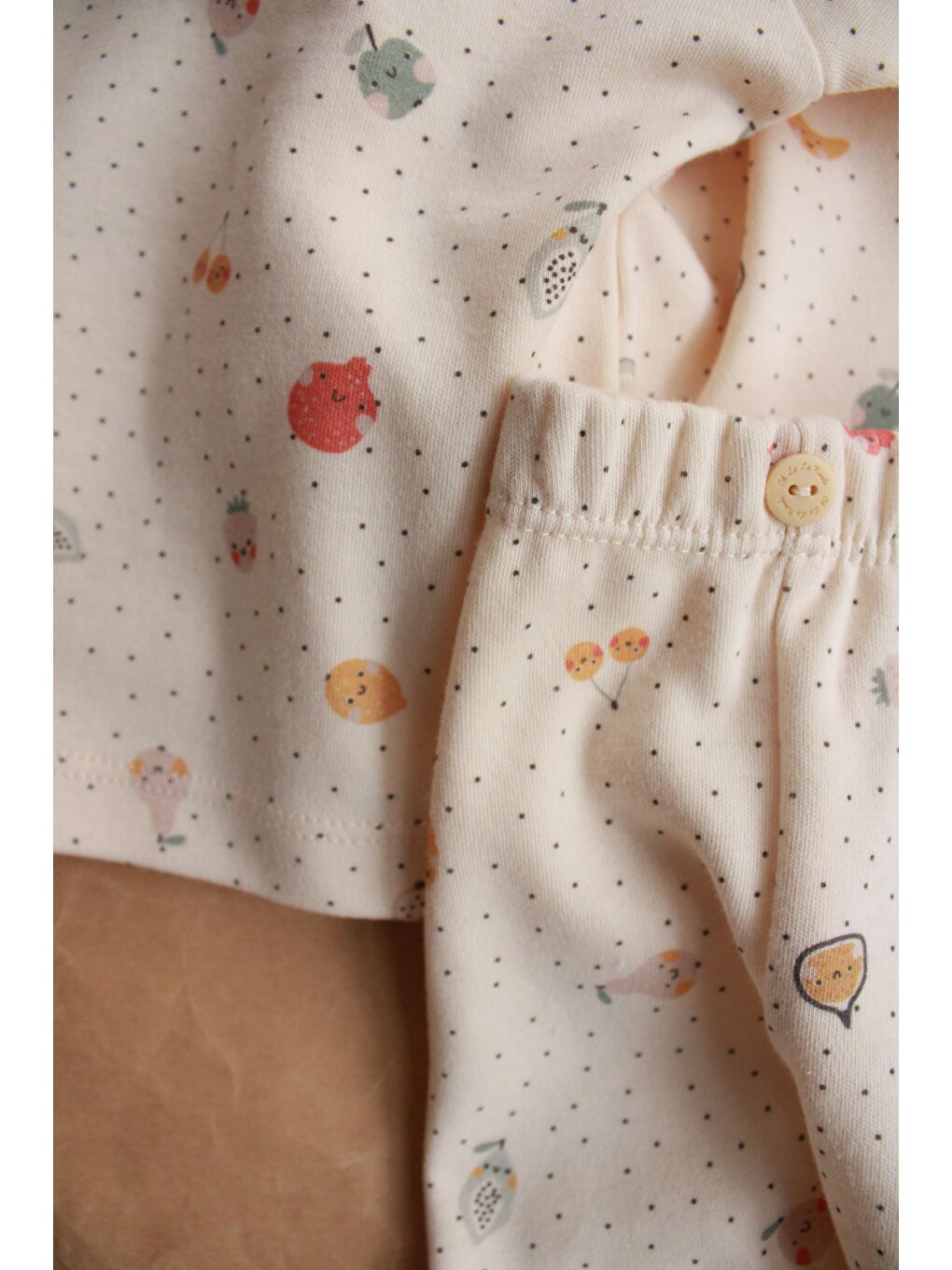 Ekru Meyve Baskılı Bebek Alt Üst Takım-7
