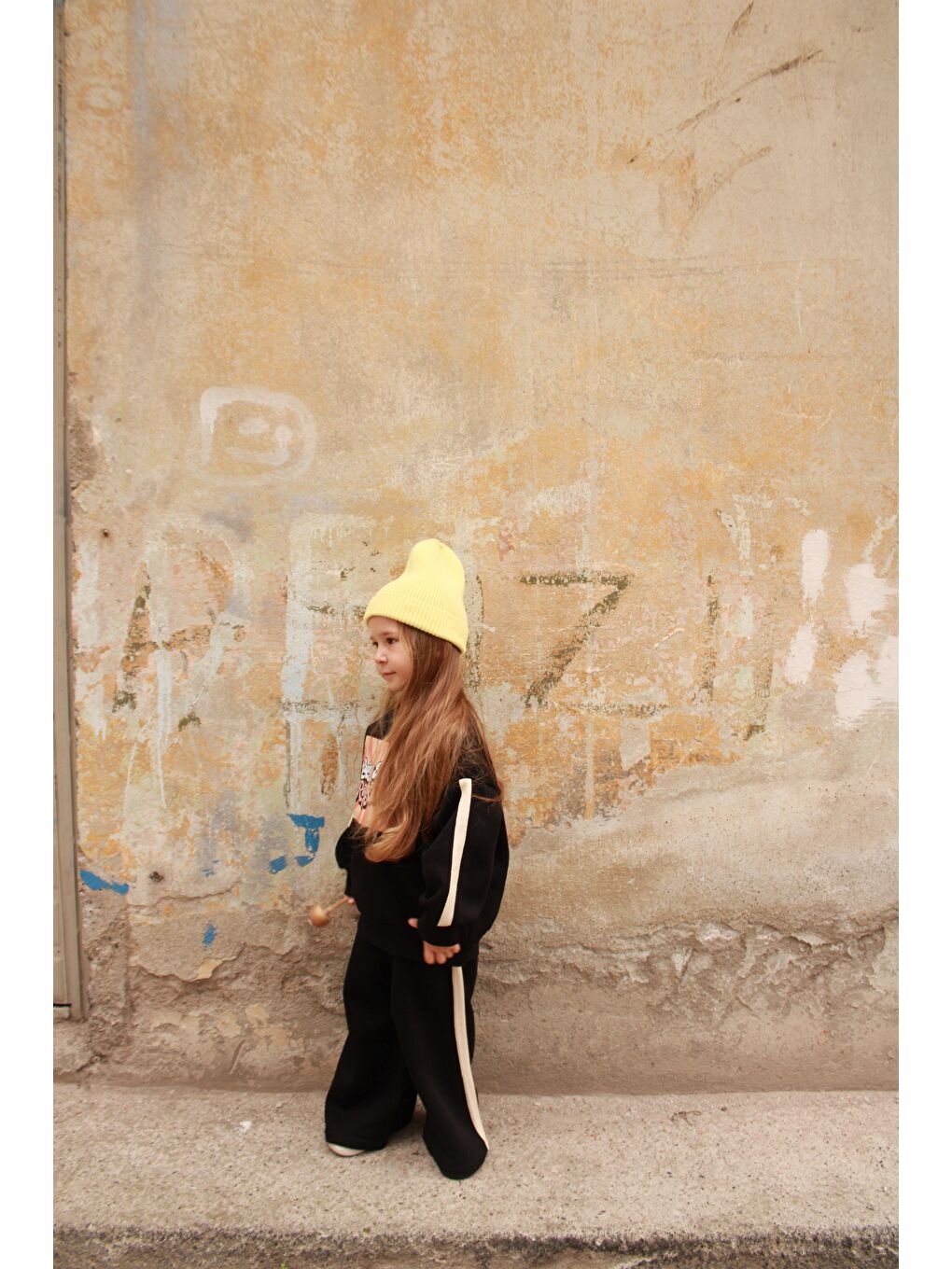 Siyah Retro Baskılı Çocuk Alt Üst Takım-1