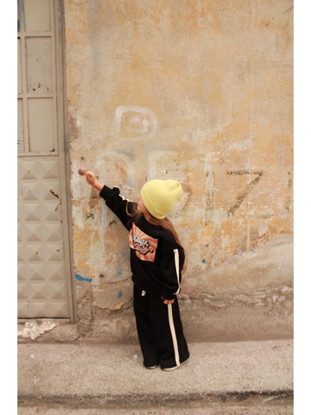 Siyah Retro Baskılı Çocuk Alt Üst Takım-4