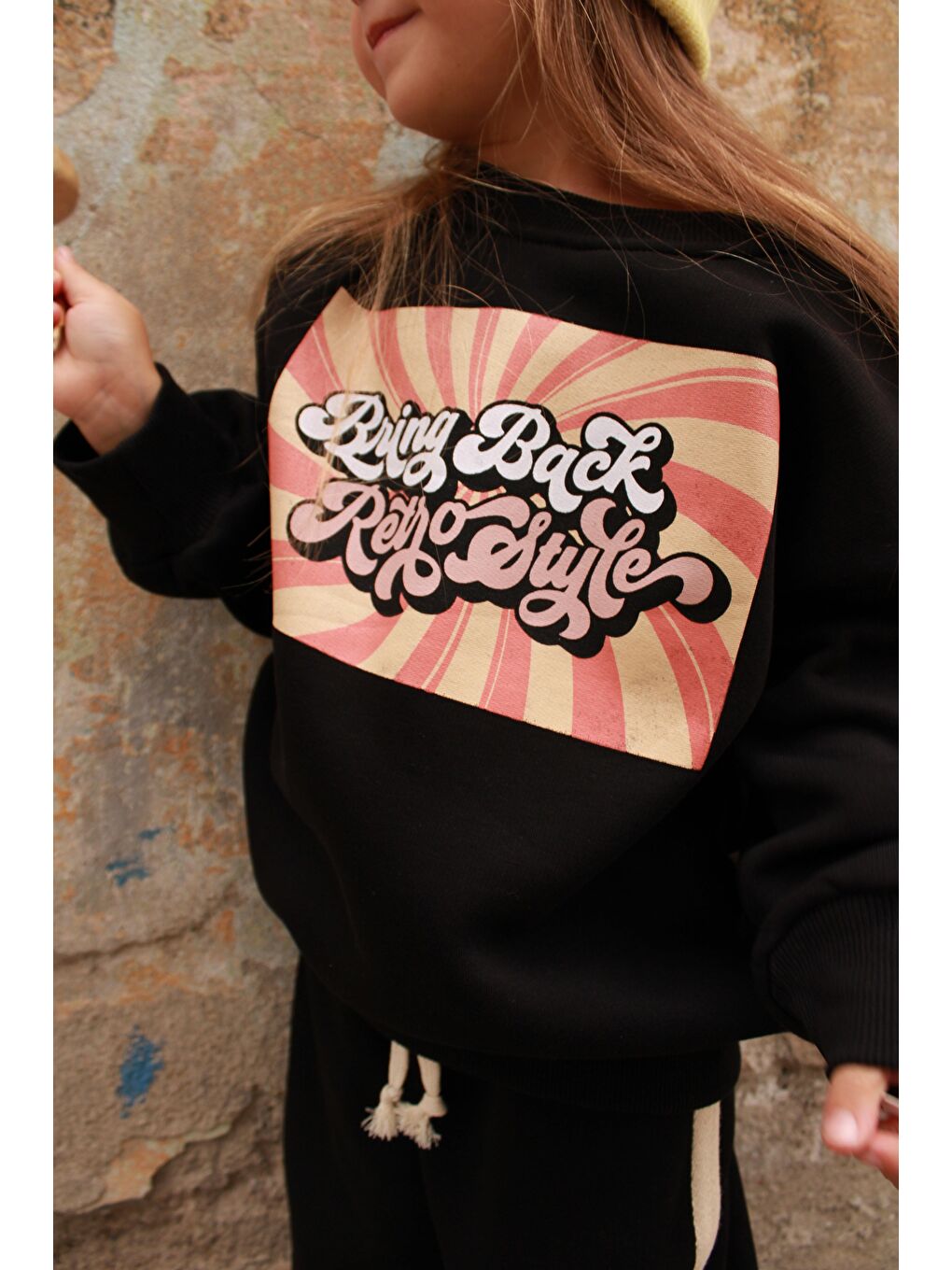 Siyah Retro Baskılı Çocuk Alt Üst Takım-6