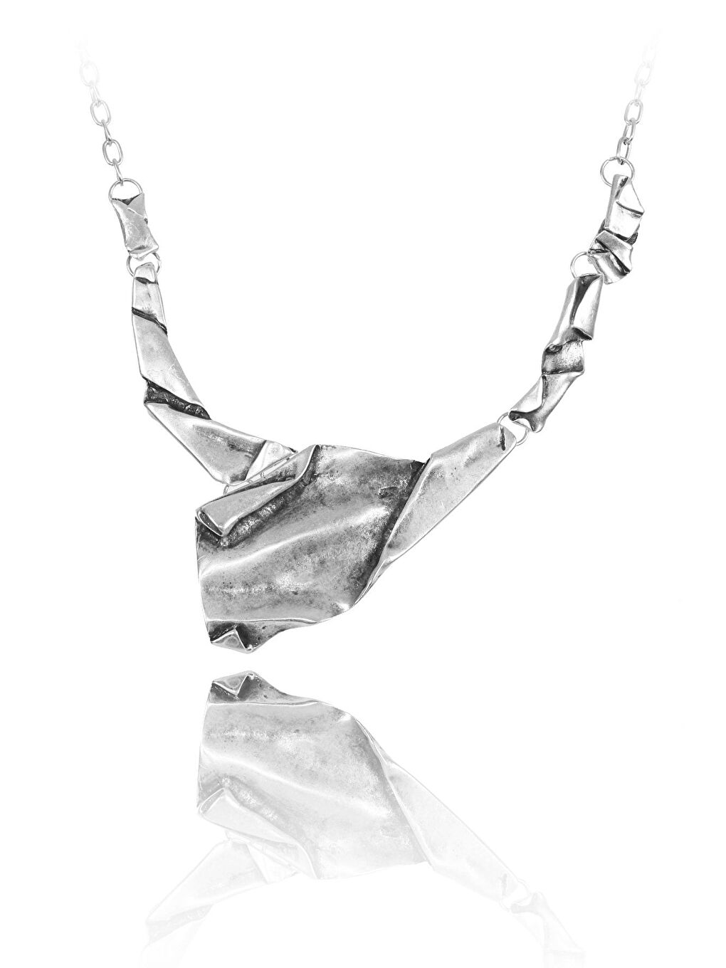 Gri Kadın Antik Gümüş Kaplama El Yapımı Bohem Kolye-1