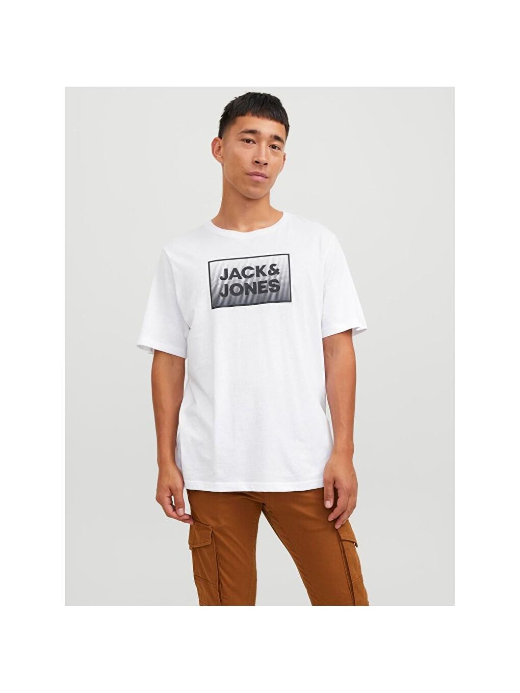 Jack & Jones Steel Erkek Beyaz Bisiklet Yaka Tişört - 1