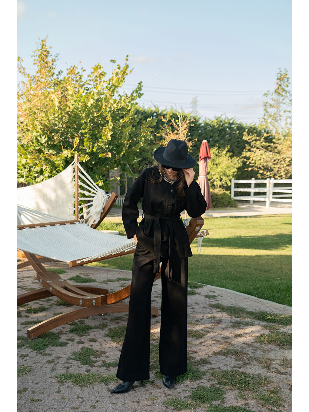 Kadın Kemerli Jean Takım Siyah-1