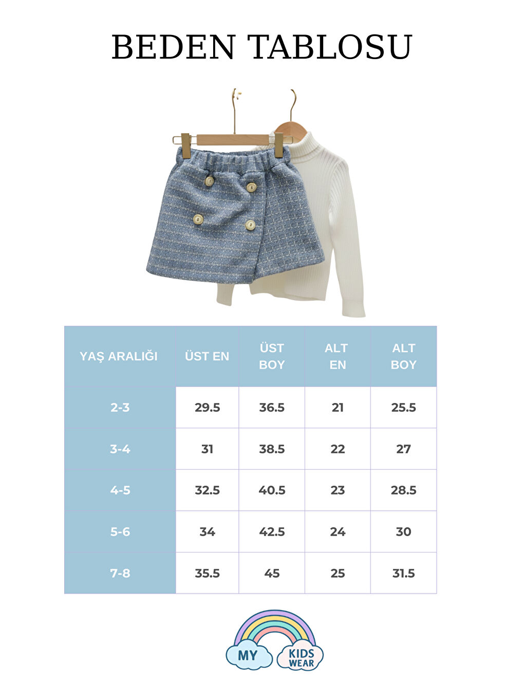 Mavi Kız Çocuk Ekoseli Şort Etek & Şapka Takımı 2-8 Yaş 12315-2