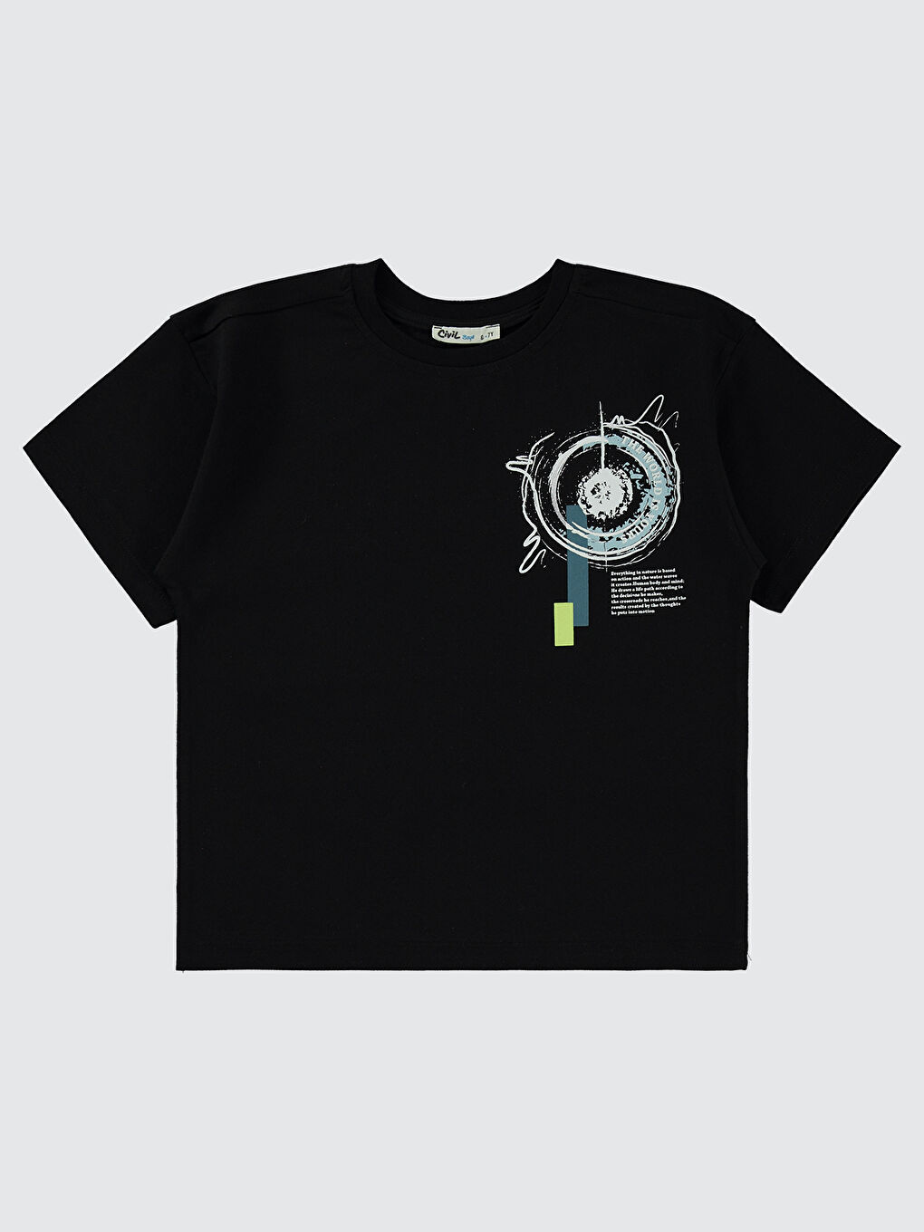 Boys Erkek Çocuk Tişört 10-13 Yaş Siyah-1