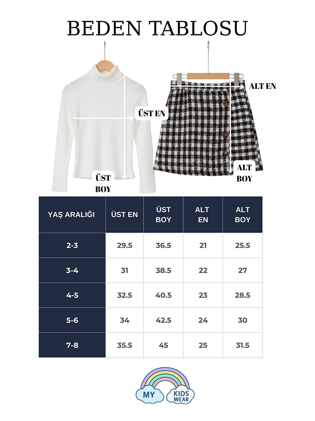 Siyah Kız Çocuk Ekoseli Şort Etek & Şapka Takımı 2-8 Yaş 12312-2