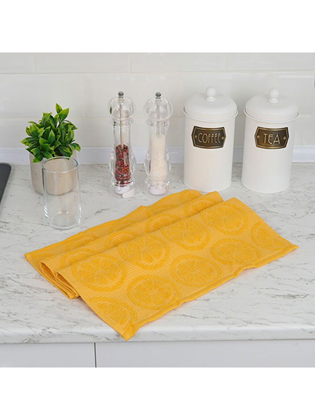 Kahverengi Soft Zitrone Mutfak Havlusu - Hardal - 40x66 cm