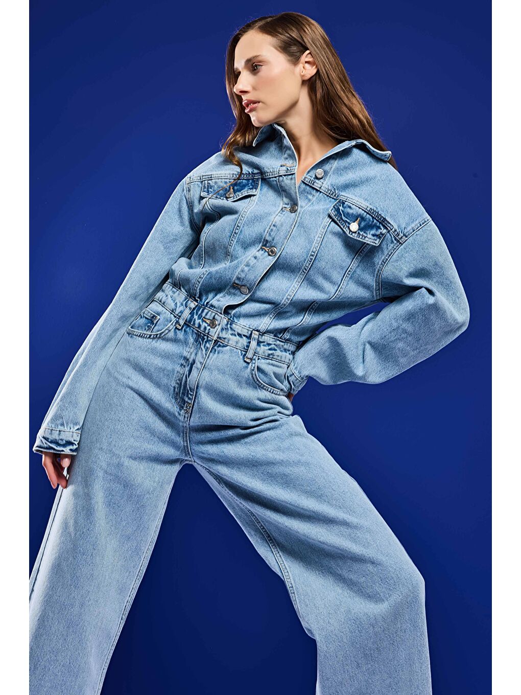 Mavi Kadın Jean Rengi 3s6-3 Straight Fit %100 Pamuk Denim Tulum-1