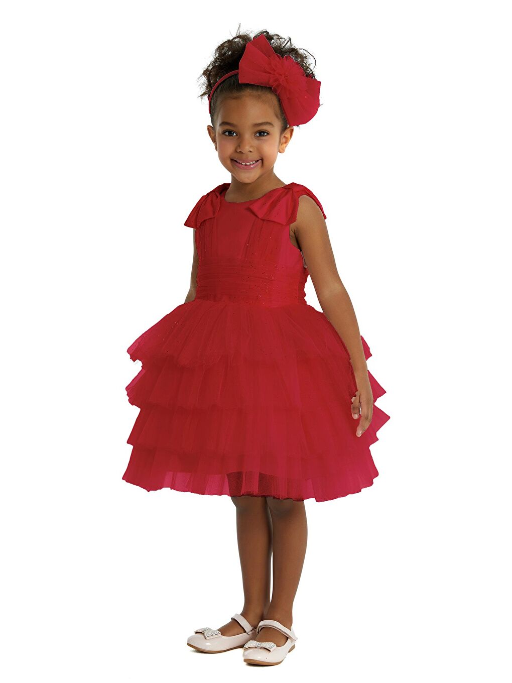Kız Çocuk Parti Elbisesi Kırmızı-1