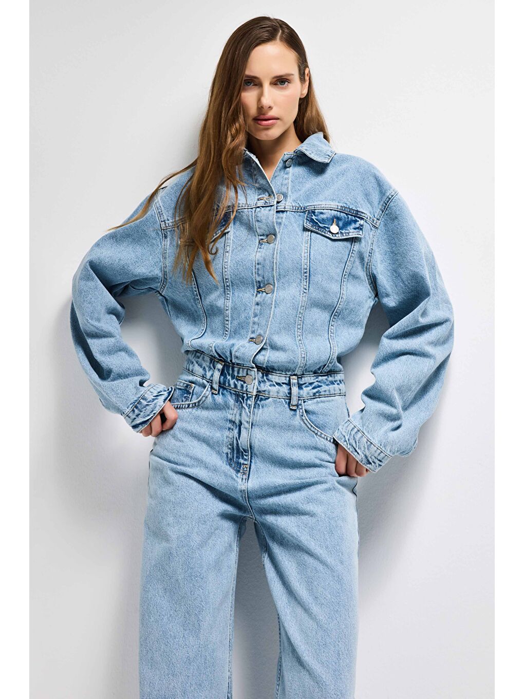 Mavi Kadın Jean Rengi 3s6-3 Straight Fit %100 Pamuk Denim Tulum-2