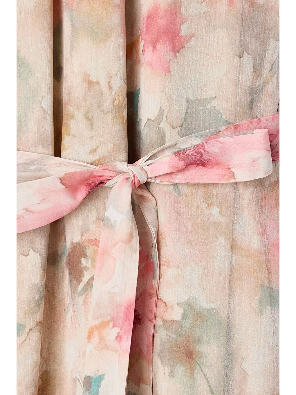 Desenli Uzun Elbise - Pembe-5