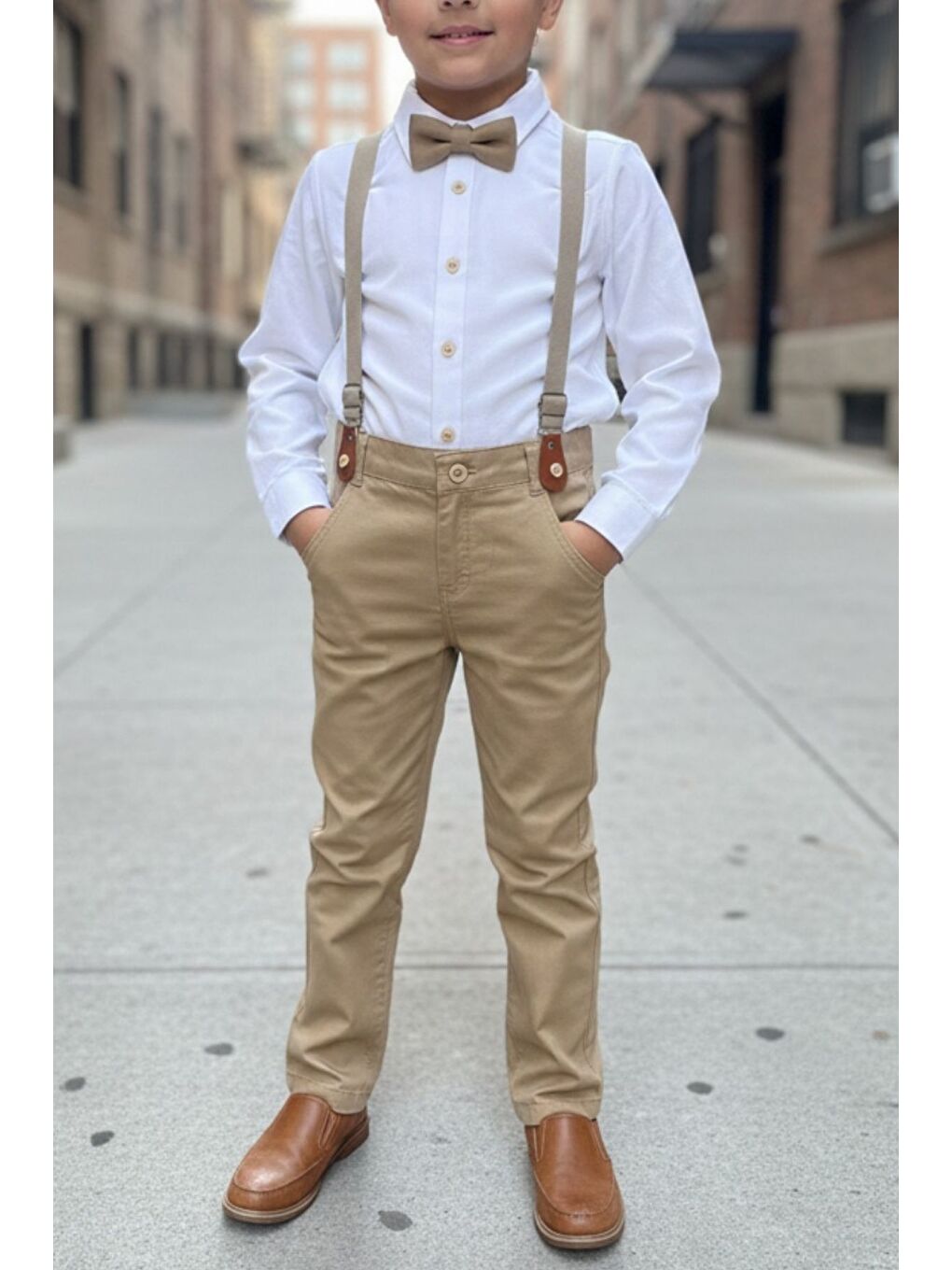 Sarı Erkek Çocuk Askılı Papyonlu İkili Takım-1