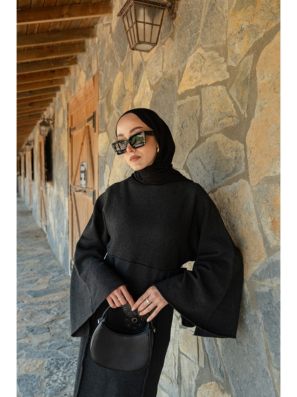 Kadın Kendinden Desenli Kraş Elbise Antrasit-1