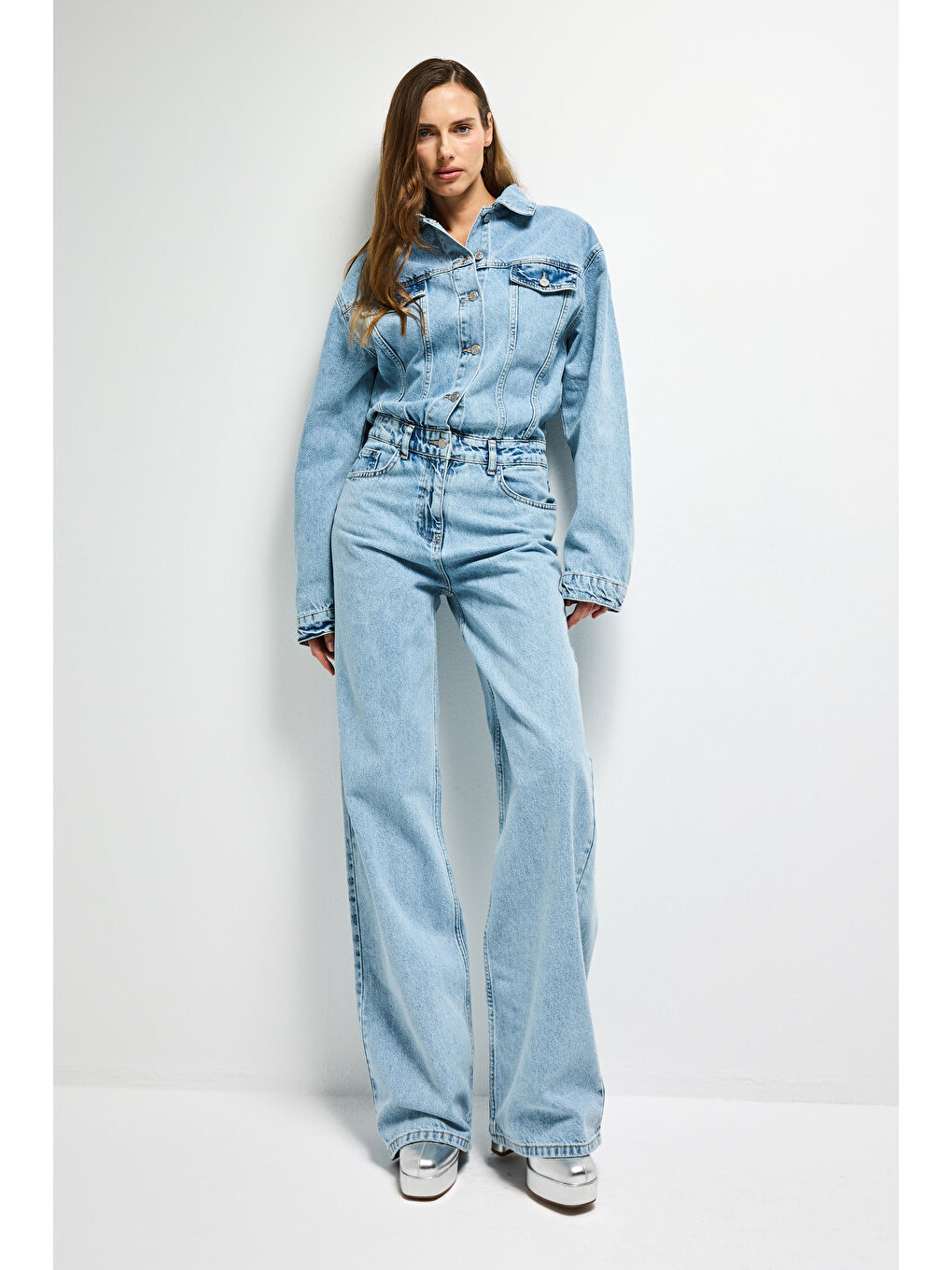 Mavi Kadın Jean Rengi 3s6-3 Straight Fit %100 Pamuk Denim Tulum-5