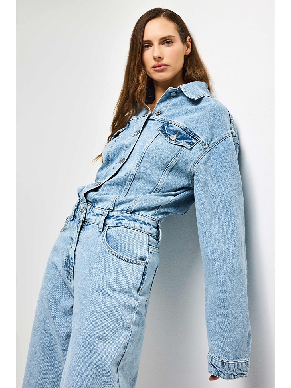 Mavi Kadın Jean Rengi 3s6-3 Straight Fit %100 Pamuk Denim Tulum-6