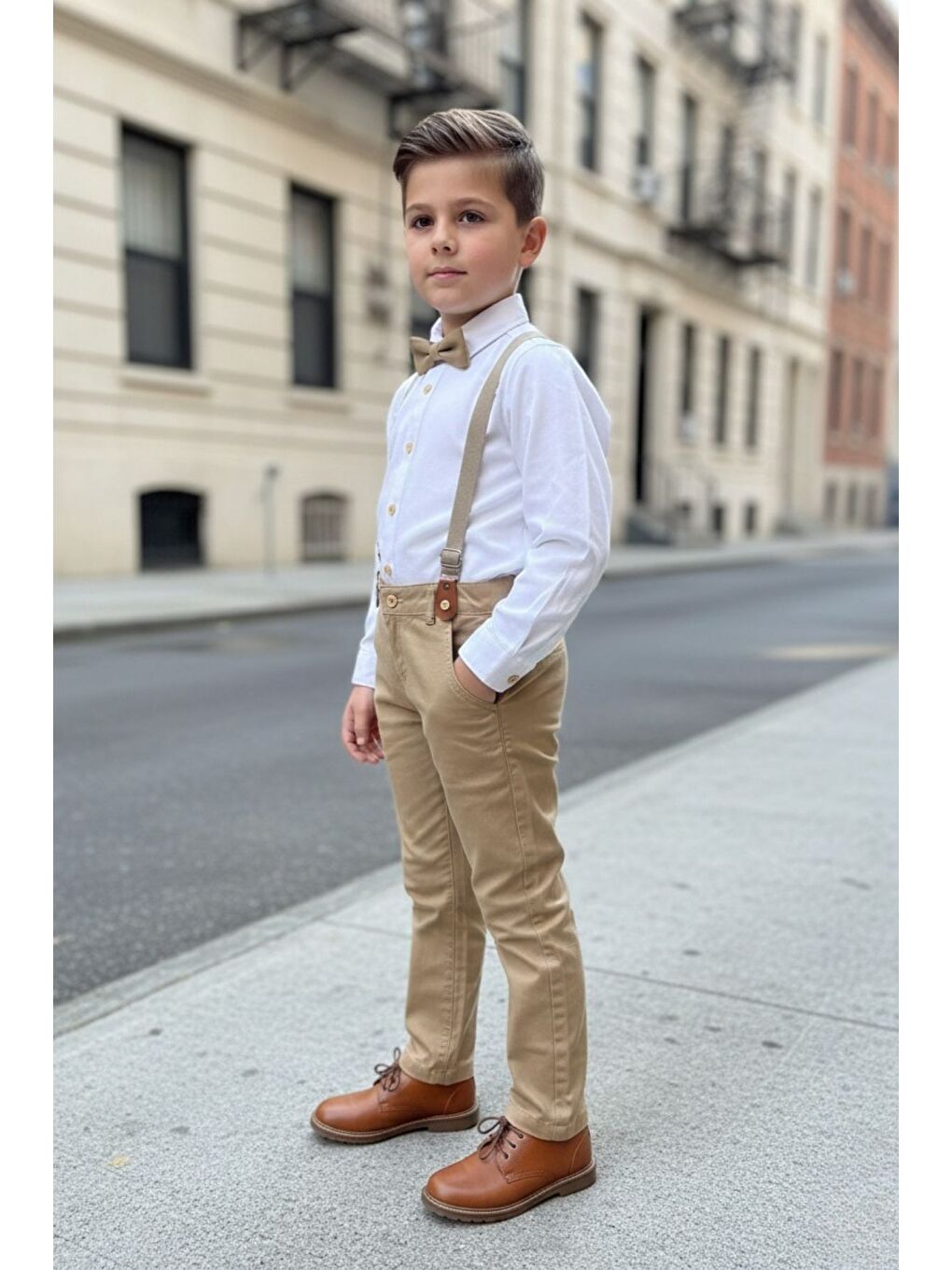 Sarı Erkek Çocuk Askılı Papyonlu İkili Takım-3