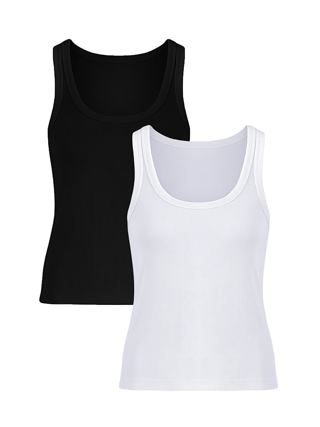 Siyah Kadın Pamuklu U Yaka Kaşkorse Atlet 2 Adet