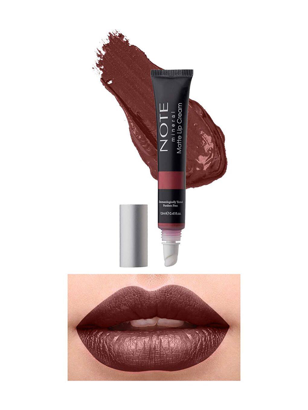 Note Cosmetique Kahverengi Mineral Matte Lip Cream Yarı Mat Bitişli Likit Ruj 07 Brownight - Kızıl Kahverengi - 2