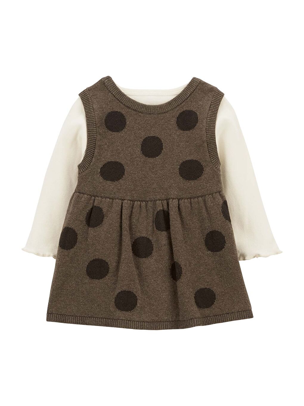 Kız Bebek 3'lü Salopet Set Kahverengi-1