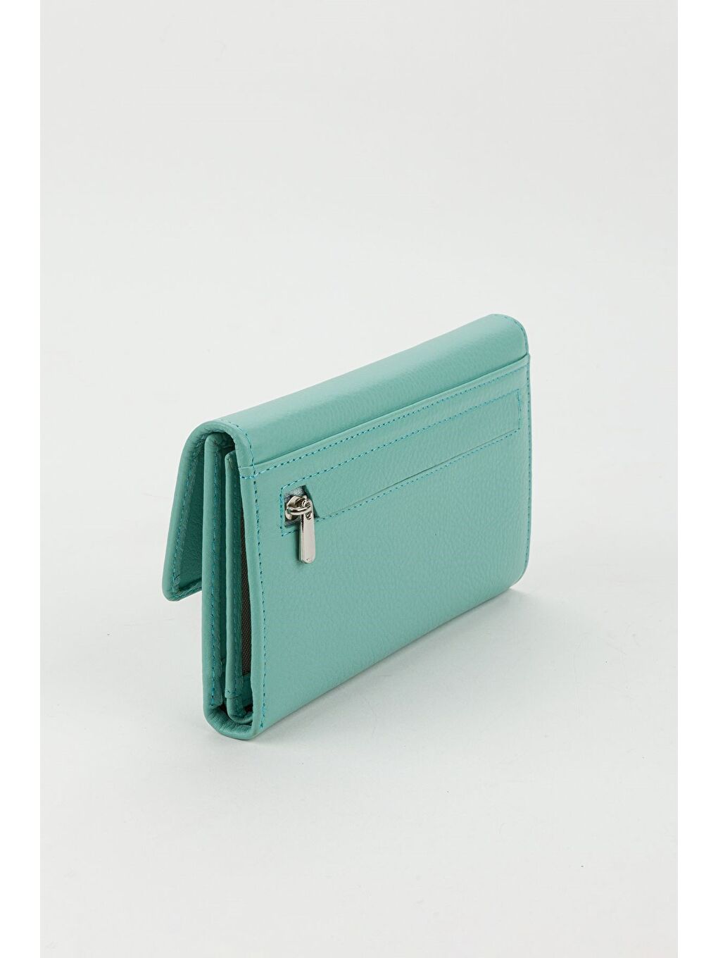 Turkuaz Kutulu Hakiki Deri Mavi Orta Boy Çok Gözlü Kadın El Portföyü Kartlık Cüzdan-1