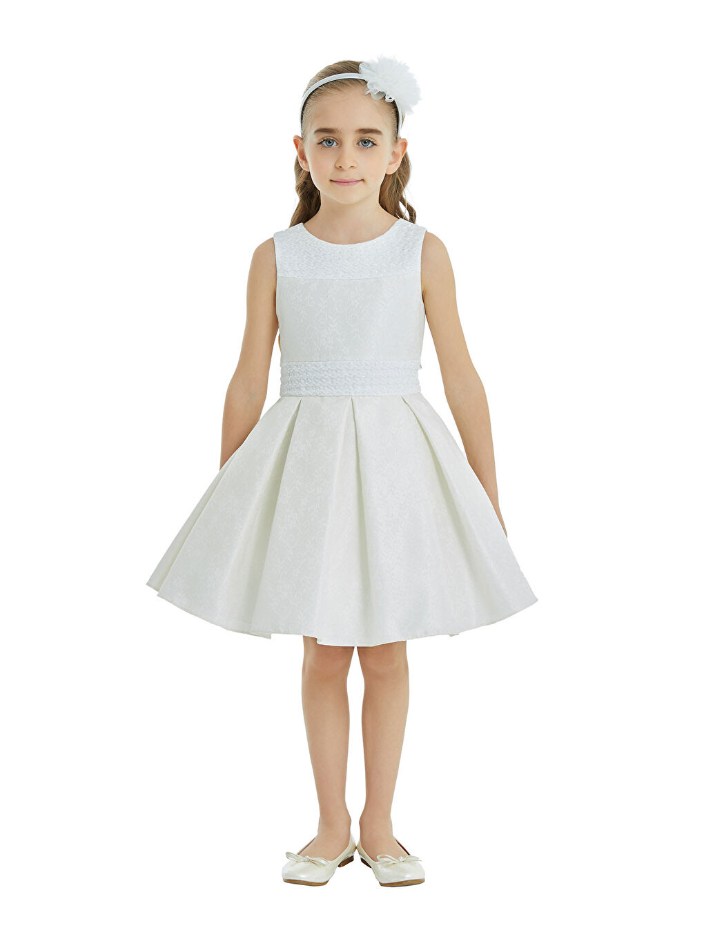 Bej Kız Çocuk Parti Elbisesi Krem