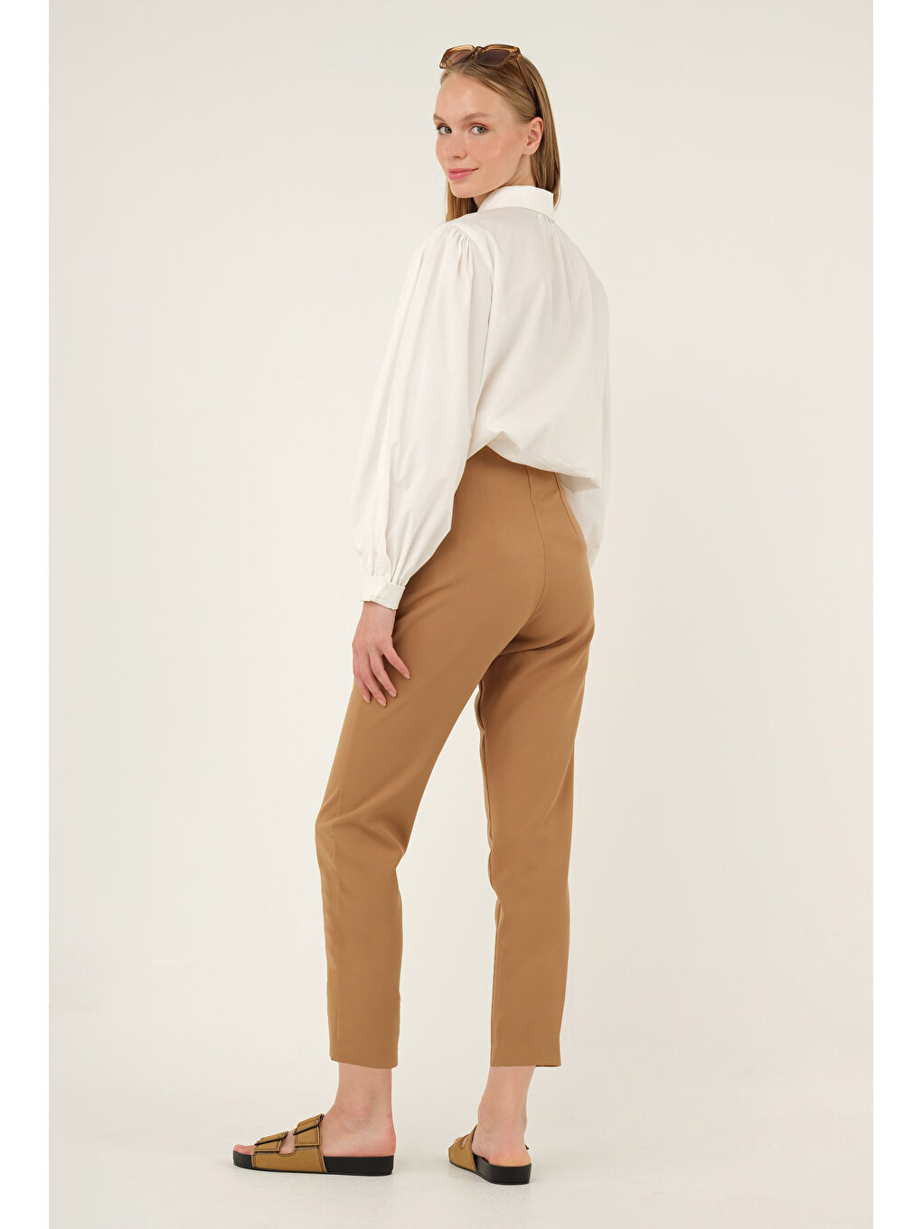 Kahverengi Fit Pantolon Camel-2