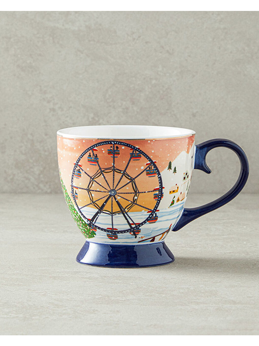 Beyaz Cheerful Sunset New Bone China Yılbaşı Kupa 460 ml Renkli