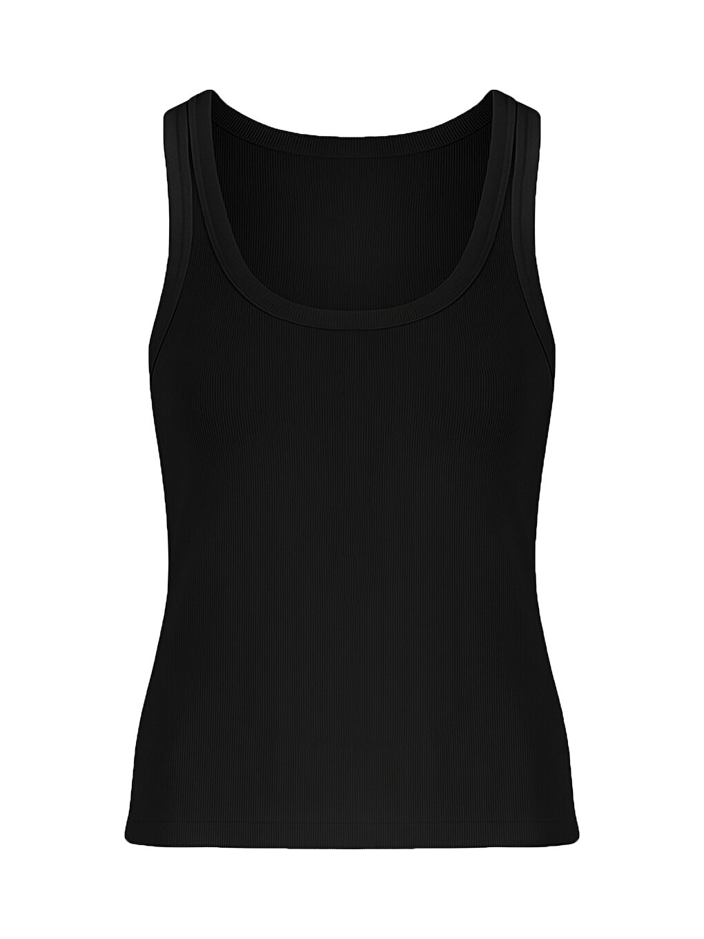 Siyah Kadın Pamuklu U Yaka Kaşkorse Atlet 2 Adet-1