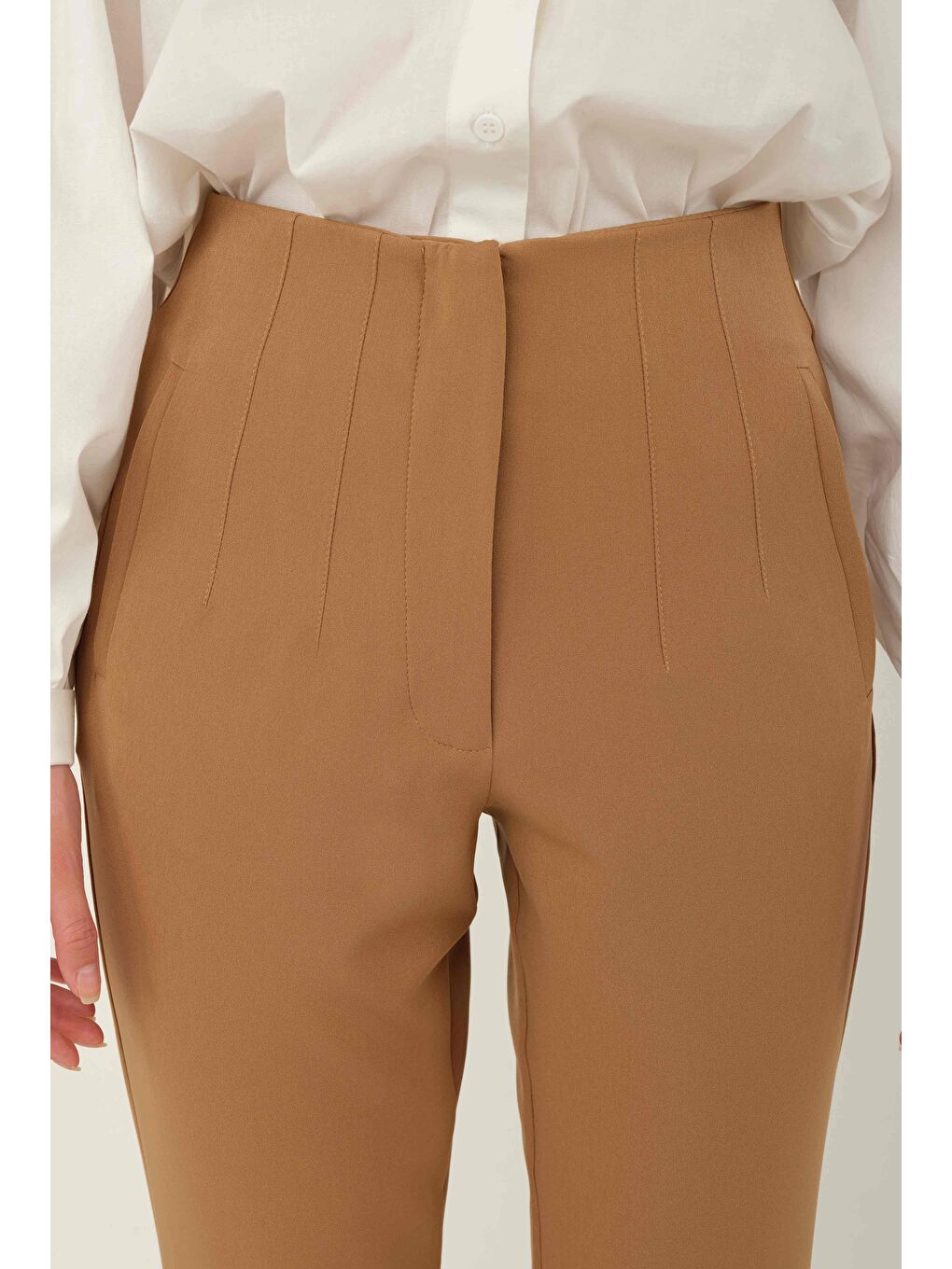 Kahverengi Fit Pantolon Camel-3