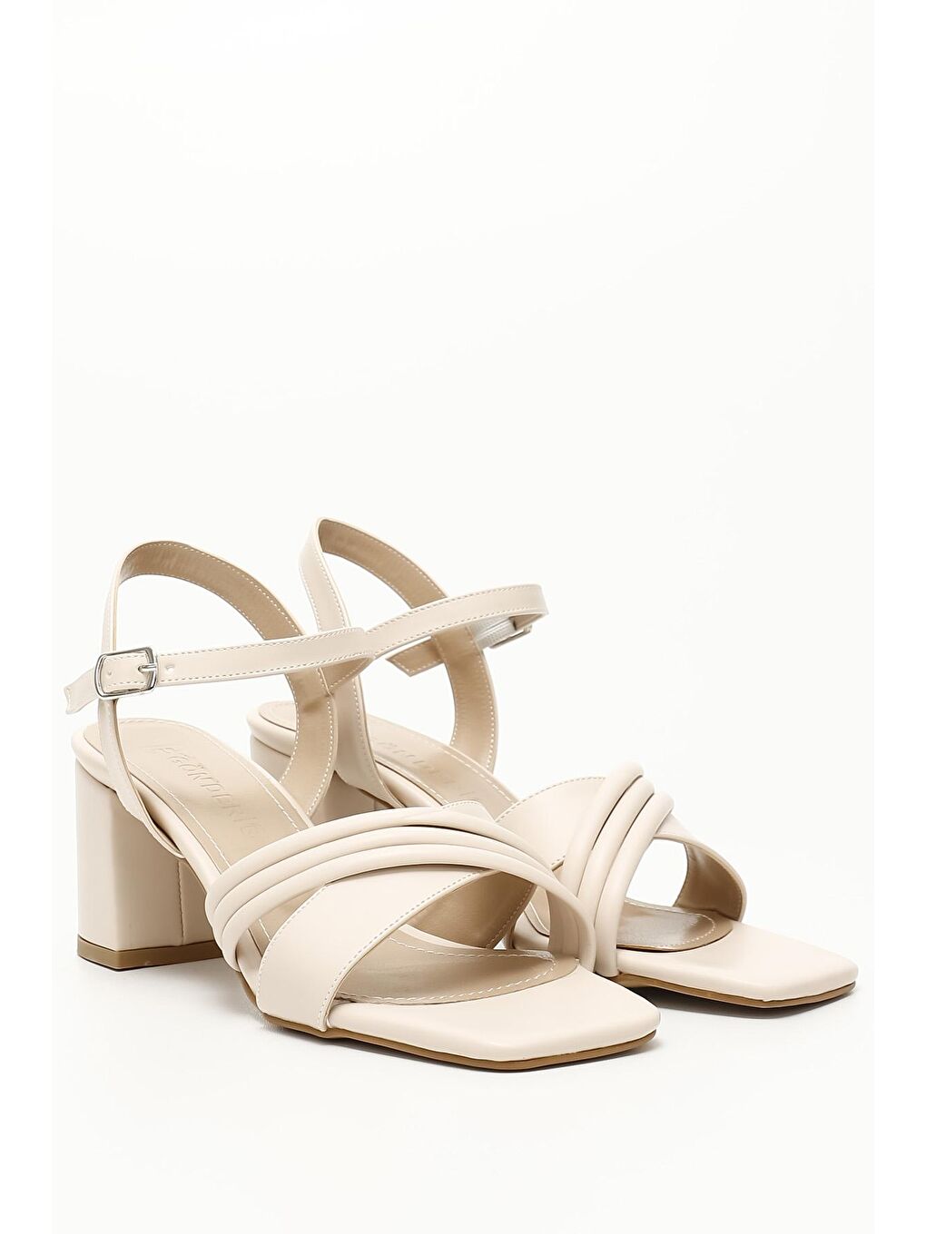 Bej TEN  Kalın Ökçeli Bantlı Kadın Sandalet 37080-1