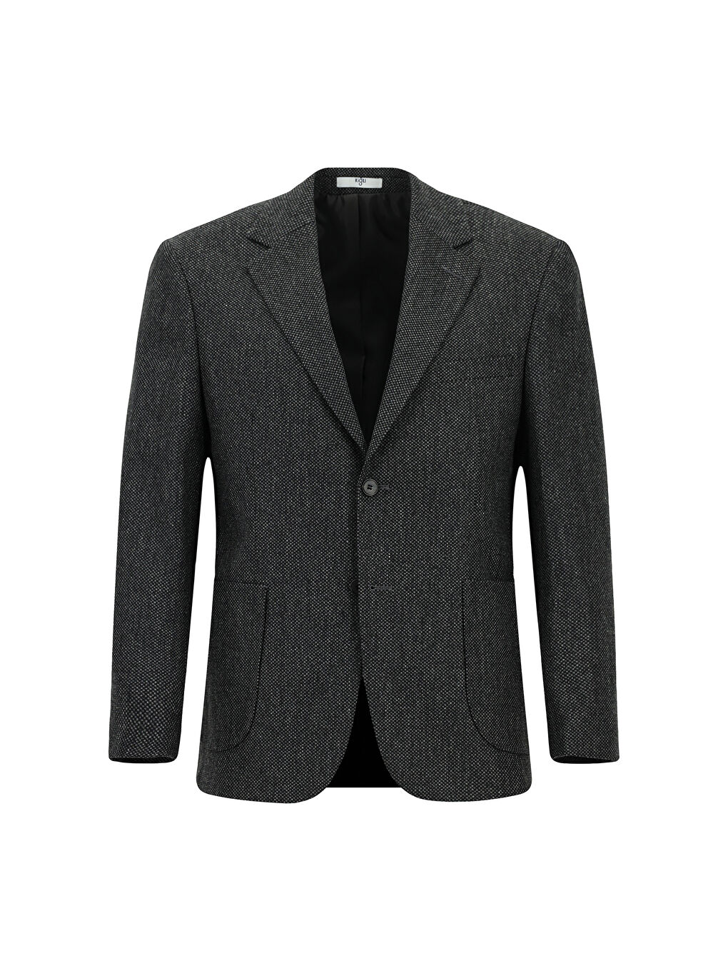 Antrasit Relaxed Fit Rahat Kesim Desenli Yünlü Ceket