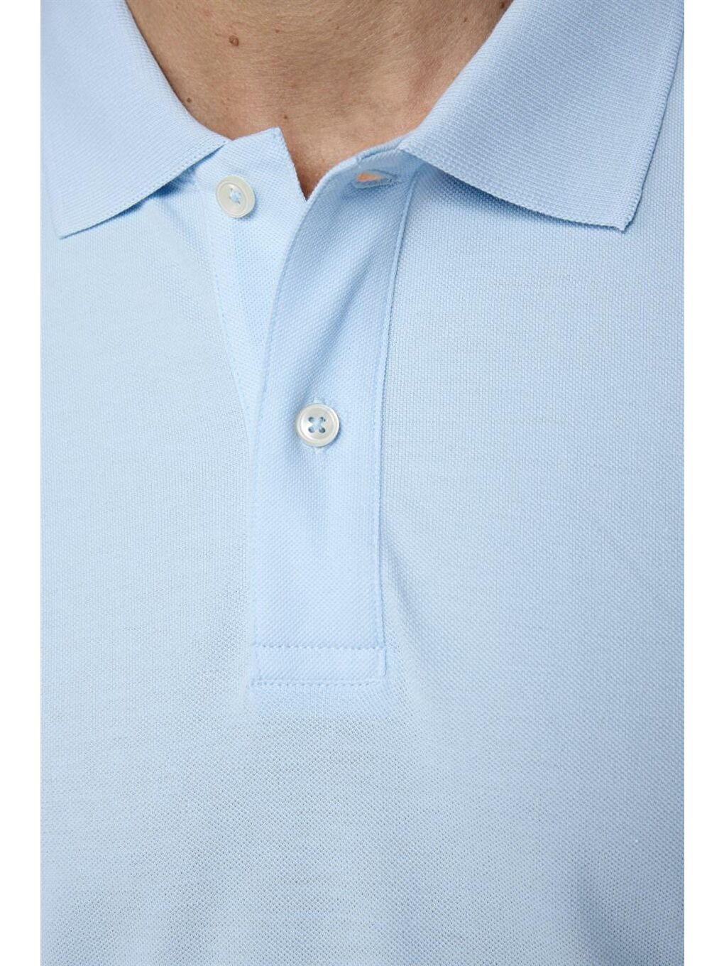 Erkek Slim Fit Dar Kesim %100 Pamuk Düz Pike Mavi Polo Yaka Tişört-3