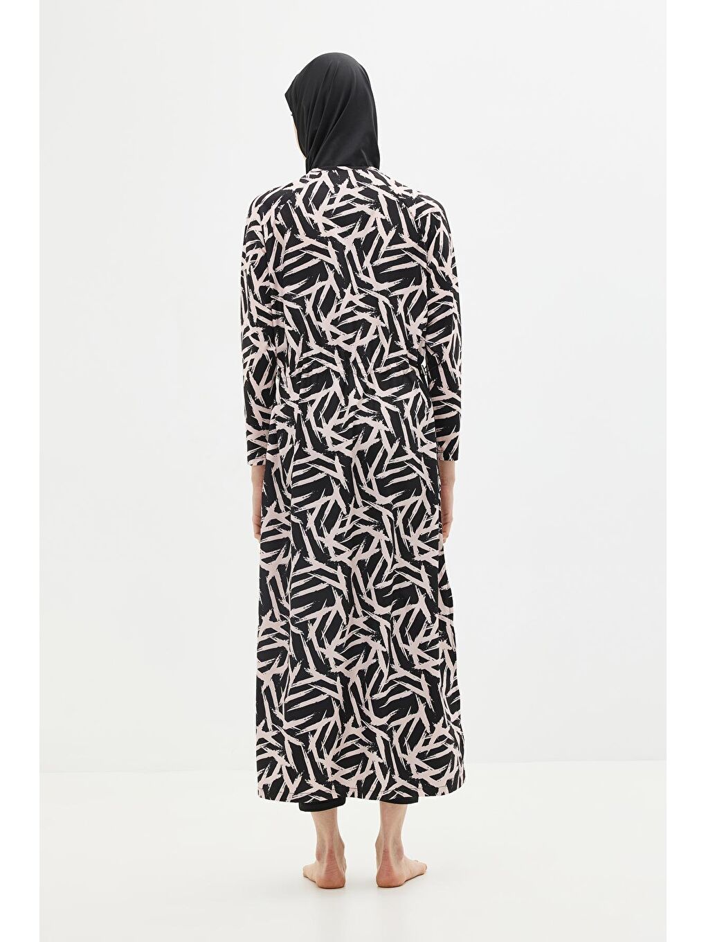 Pembe Tam Boy 5'Li Tesettür Mayo 4152 Siyah/Pudra-5