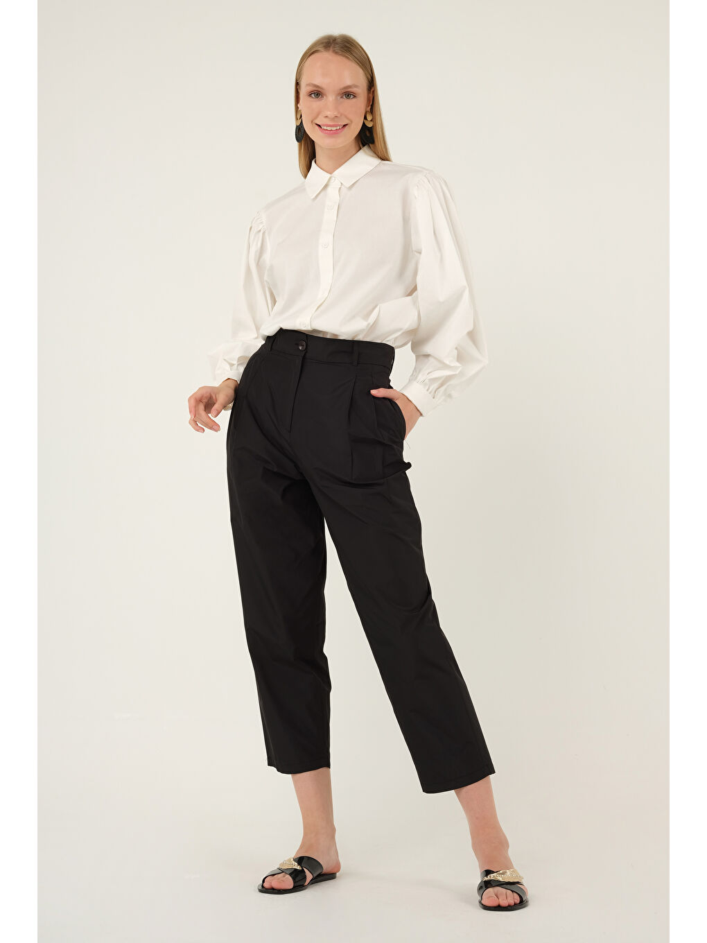 Fleto Cepli Pantolon Siyah-1